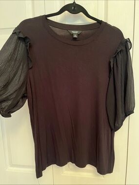 Vera Bradley Black Ruffle Sleeve Women's Top